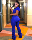 Summer Sporty Ruffle Short-Sleeve Two-Piece Pants Set