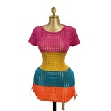 Women Beach Pullover Hollow Knitting Sexy Dress