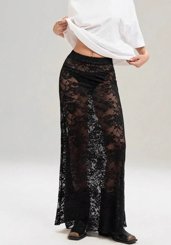 Stylish Summer Lace High-Waist Midi Skirt