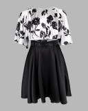 Summer Short Sleeve Printed Top and Skirt Two-piece Set