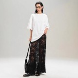 Stylish Summer Lace High-Waist Midi Skirt