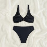 Solid Color Strapless Bikini Spring Two-Piece Swimwear