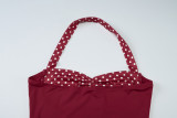 Summer Contrast Dot Halter Neck Backless Top