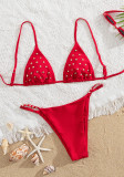 Sexy Lace-Up Studded Triangle Bikini Set Two-Piece Swimwear