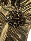 Women sexy v-neck pleated fishtail Formal Party Dress