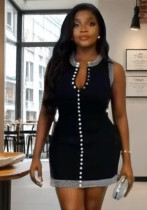 Autumn Button-Down Round Neck Sleeveless Knit Dress Autumn Button-Down Round Neck Sleeveless Knit Dress