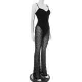 Women Sexy Lace Strapless Suspender Backless Mesh Jumpsuit