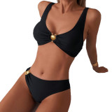Solid Color Strapless Bikini Spring Two-Piece Swimwear