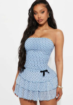 Women Summer Women Sexy Polka Dot Strapless Ruffle Bodycon Dress Women Summer Women Sexy Polka Dot Strapless Ruffle Bodycon Dress
