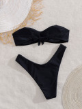 Strapless Lace-Up Low-Rise Triangle Bikini Sexy Two-Piece Swimwear