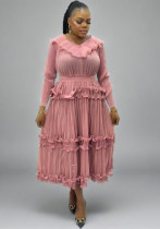 Plus Size African Women Shiny V-neck elegant dress Plus Size African Women Shiny V-neck elegant dress