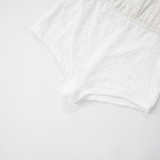 Sexy Lace Halter Neck Low Back Tight-Fitting Shorts Jumpsuit