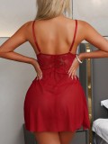 Sexy Strap Slit Lacemesh Nightdress Lingerie