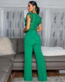 Women Elegant Lace Short Sleeve Jumpsuit