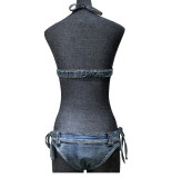 Women Sexy Denim Bikini Beach Swimwear Two Pieces