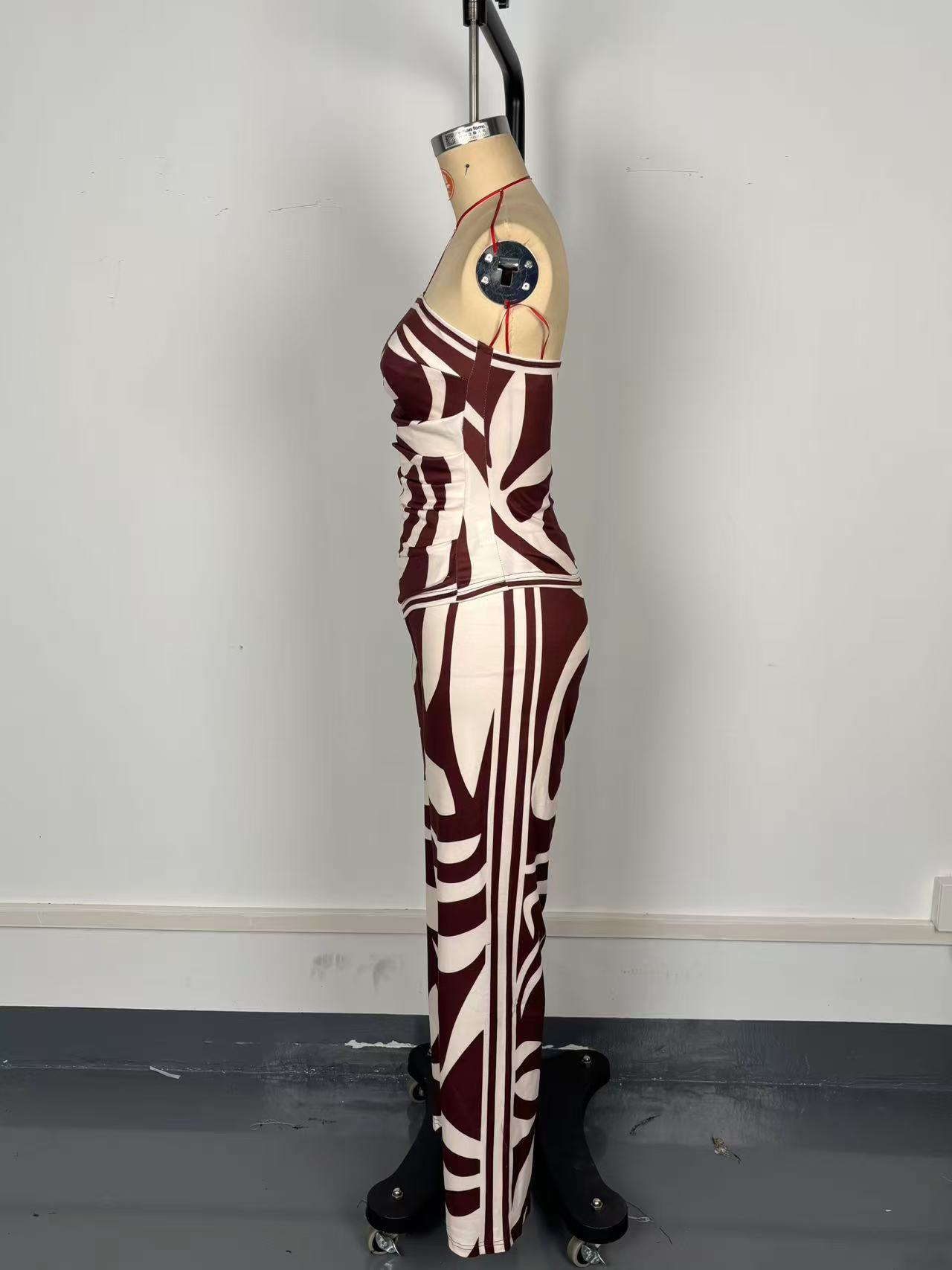 Women Sexy Slit Strapless Top Long Pants Two-piece Set