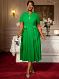 Plus Size V-Neck Short-Sleeve A-Line Formal Party Dress