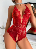 Sexy See Through Lace V-neck Bodysuit Lingerie