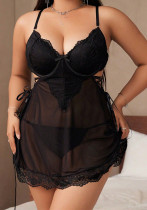 Women transparent lace sexy lingerie two-piece set