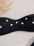 Strapless Lace-Up Low-Rise Triangle Bikini Sexy Two-Piece Swimwear