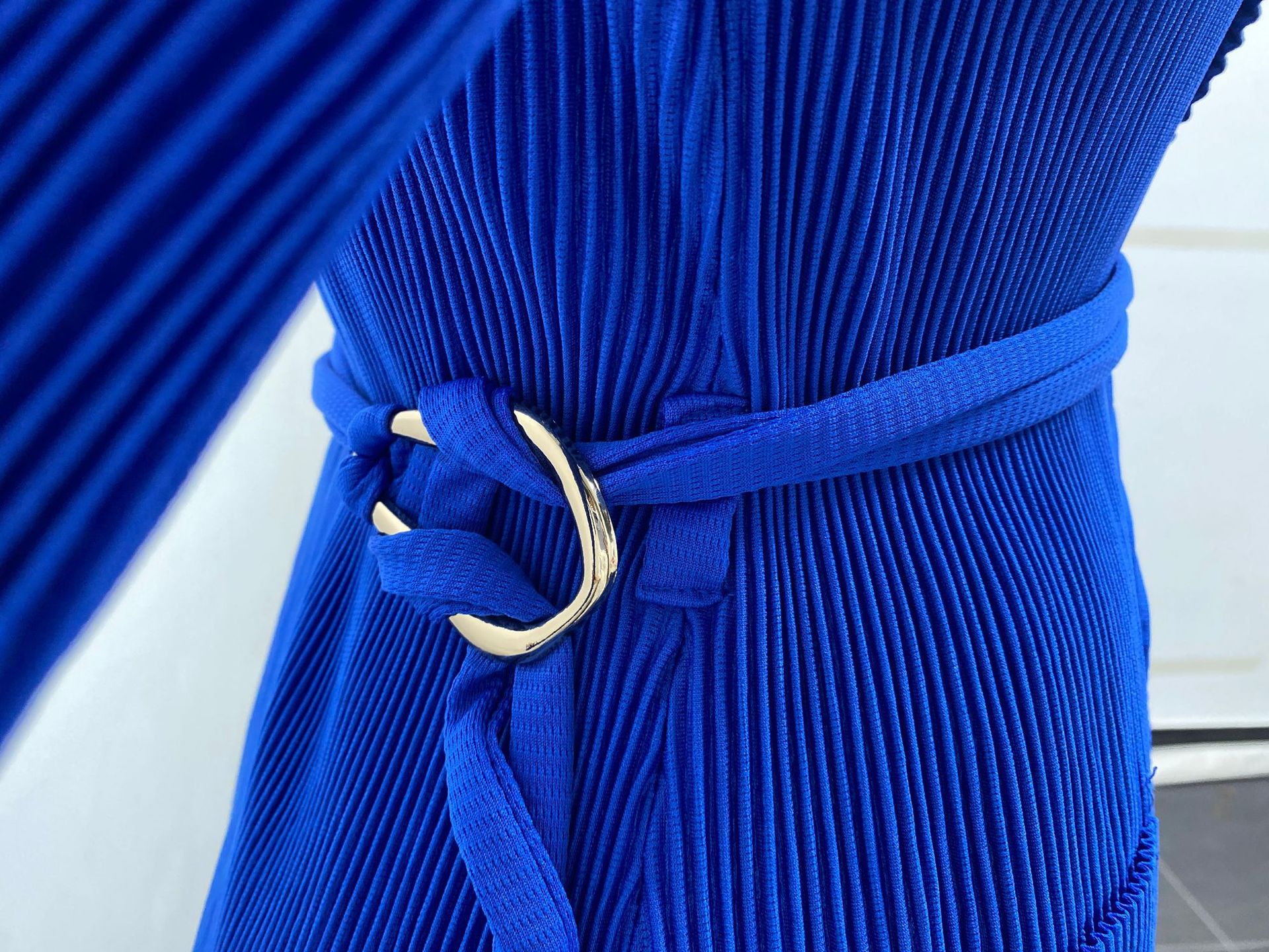 Plus Size African Women pleated Solid Blazer and Pant two-piece set