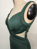 Women clothing cross pleated hollow mesh V Neck Formal Party evening dress