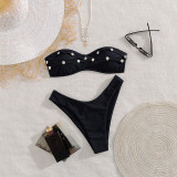 Strapless Lace-Up Low-Rise Triangle Bikini Sexy Two-Piece Swimwear