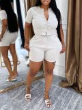 Women Summer Sports T-shirt and Shorts Two-piece Set