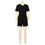 Women Summer Sports T-shirt and Shorts Two-piece Set