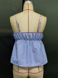 Women Summer Striped Lace Sexy Suspender Top