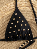 Sexy Lace-Up Studded Triangle Bikini Set Two-Piece Swimwear