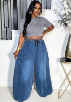 Women street casual Denim wide-leg pants