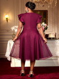 Plus Size Summer Puff Sleeves Ruffles Wedding Dress
