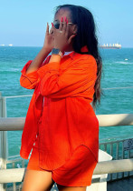 Elegant Women's Long Sleeve Cardigan Shirt Shorts African Plus Size Loose Casual Two-Piece Set