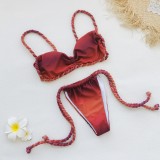 Beach Holidays Gradient Sexy Lace-Up Bikini Set Two-Piece Swimsuit