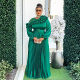 Fashion Chic Long Sleeve Dress African Plus Size Floral Maxi Gown