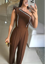 Women's Solid Color One-Shoulder Chic Casual Bow Jumpsuit Women's Solid Color One-Shoulder Chic Casual Bow Jumpsuit