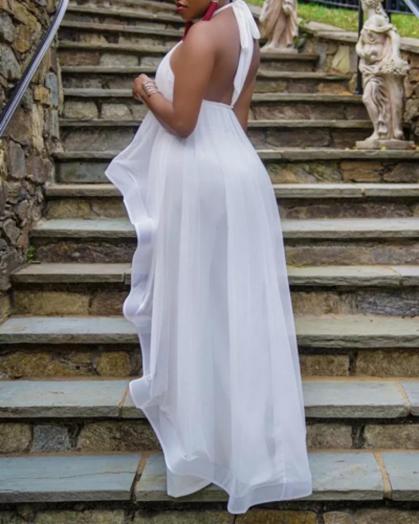 Women Solid Career Strapless Dress and Pants Two-piece Set