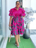 Print Shirt Plus Size A-Line Dress African Women's Wear