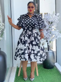 Print Shirt Plus Size A-Line Dress African Women's Wear