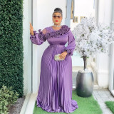 Fashion Chic Long Sleeve Dress African Plus Size Floral Maxi Gown