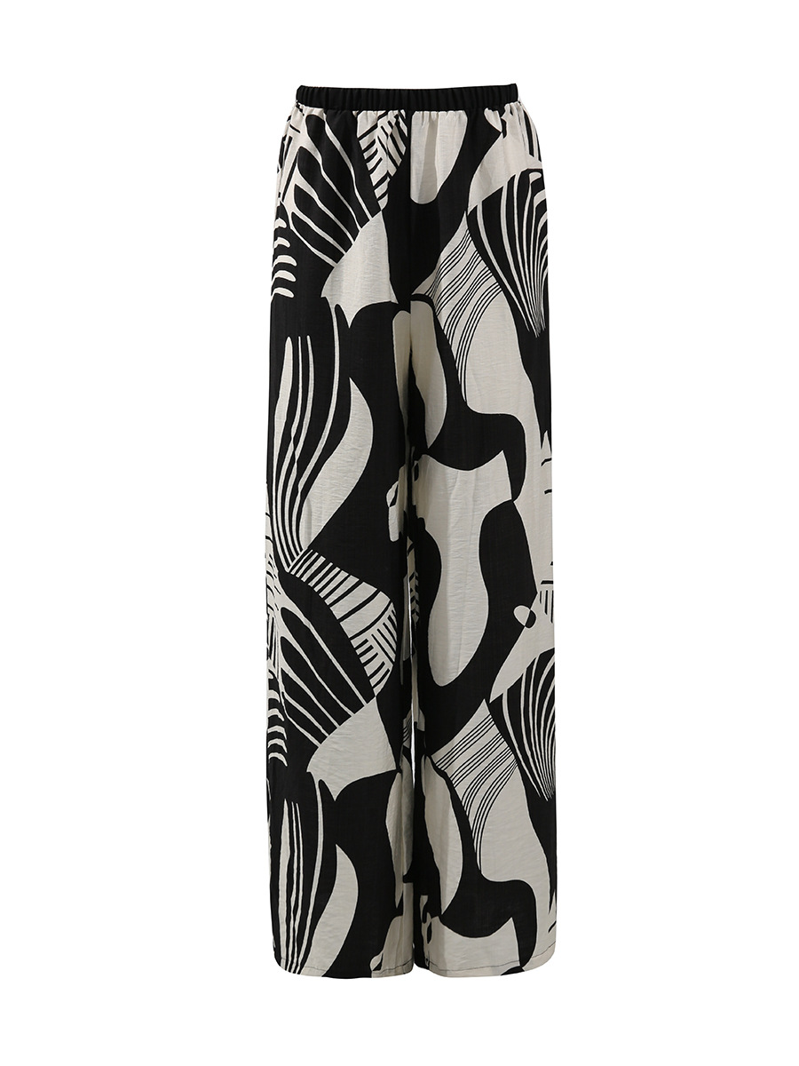 Sexy Strapless Low Back Top + Fashion Print Straight-Leg Pants Two-Piece Set