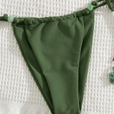 Solid Color Lace-Up Bikini Sexy Two-Piece Swimsuit