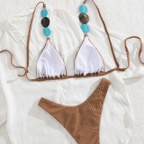 Solid Color Sexy Lace-Up Bikini Low-Rise Two-Piece Swimsuit
