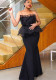 Summer Strapless Ruffled Mesh Patchwork Solid Mermaid Evening Dress