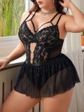 Women transparent lace sexy lingerie two-piece set