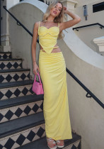 Women's Summer Sexy Pleated Sleeveless Top Bodycon Skirt Set Women's Summer Sexy Pleated Sleeveless Top Bodycon Skirt Set