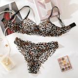 Sexy Leopard Print Bra Panty Set Comfortable Women's Lingerie