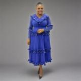 Plus Size African Women Shiny V-neck elegant dress