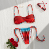 Beach Holidays Gradient Sexy Lace-Up Bikini Set Two-Piece Swimsuit